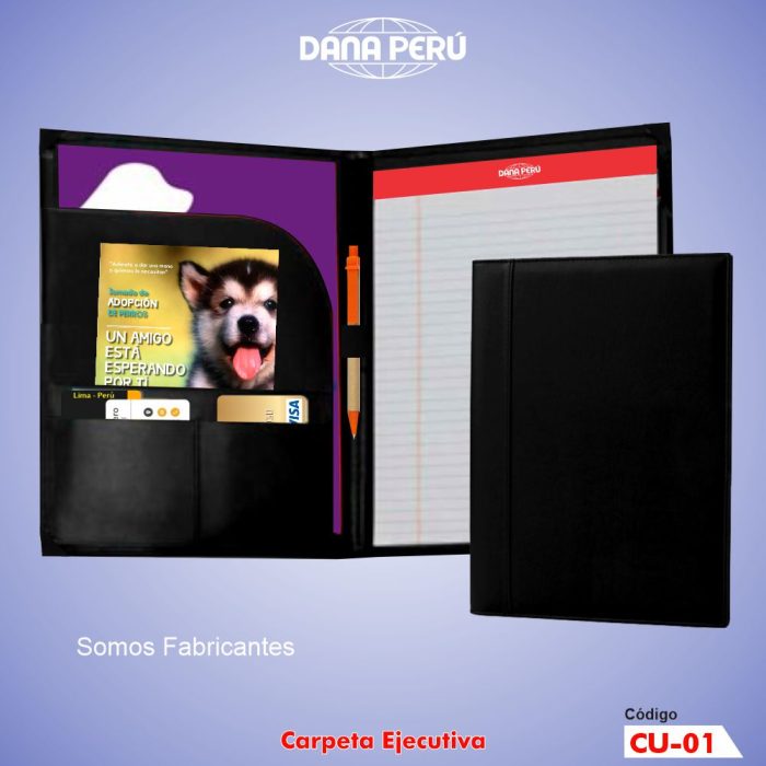 Carpetas Ejecutivas Personalizadas con logo en bajo relieve. Producto peruano de alta calidad a precio económico.