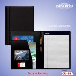 Carpetas de cuero y biocuero personalizado con logo en bajo relieve. Precio económico, calidad premium, envíos a todo el Perú.