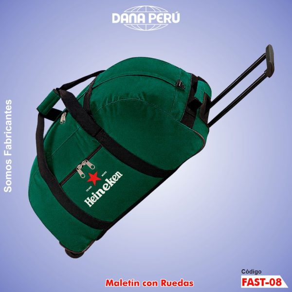 Maletín con ruedas con logo estampado y bordado. Maletines publicitarios a precio económico. Ventas al por mayor.