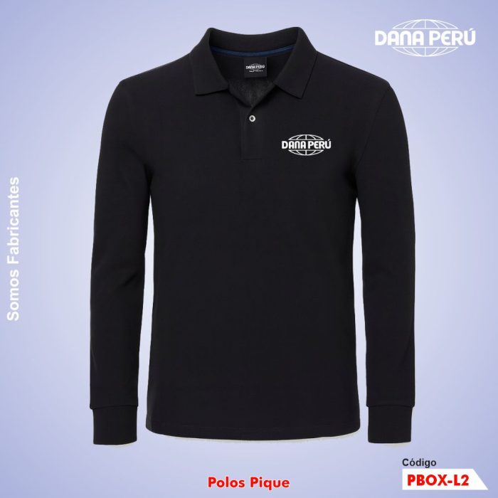 Confeccionista de Polo Camisero Manga Larga con logo bordado. Polos pique económicos de alta calidad. Envíos a provincias.