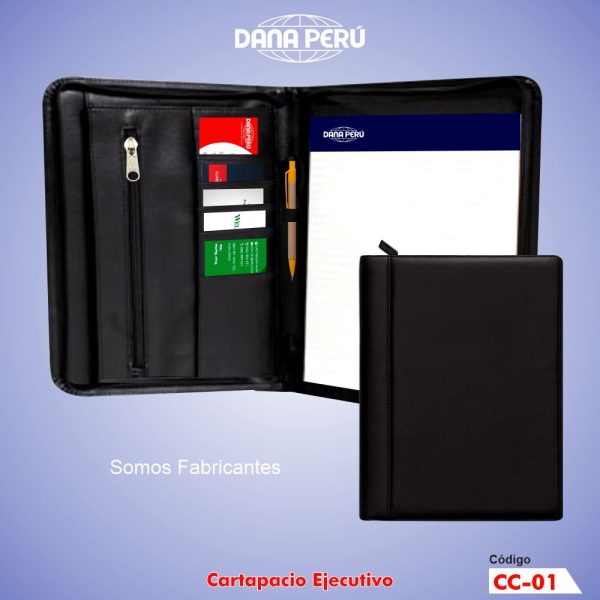 Cartapacio ejecutivo biocuero personalizado con logo en bajo relieve, precio económico, envíos a todo el Perú.