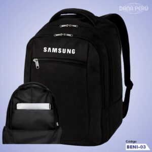 Fabricantes de mochilas corporativas para laptop personalizados con logo estampado y bordado. Resistentes, elegantes y duraderas, fabricadas por Dana Perú a precios económicos.