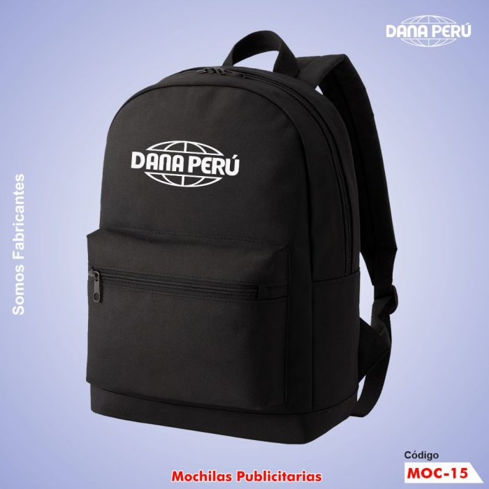 Mochila Económica en tela Kodra personalizada con logo estampado y bordado. Mochila de muy buena calidad. Envíos a a todo el Perú.