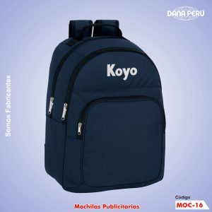 Fabricantes de mochilas corporativas personalizadas con logo. Calidad, diseño moderno y precio económico. Envíos a todo el Perú.