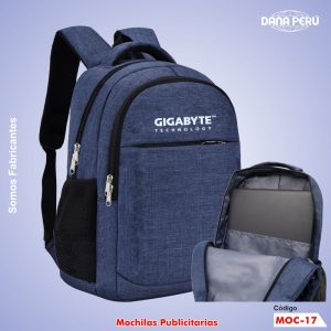 Fabricante de Mochilas ejecutivas Cationic personalizadas con logo estampado y bordado. Precio económico, envíos a todo el Perú.